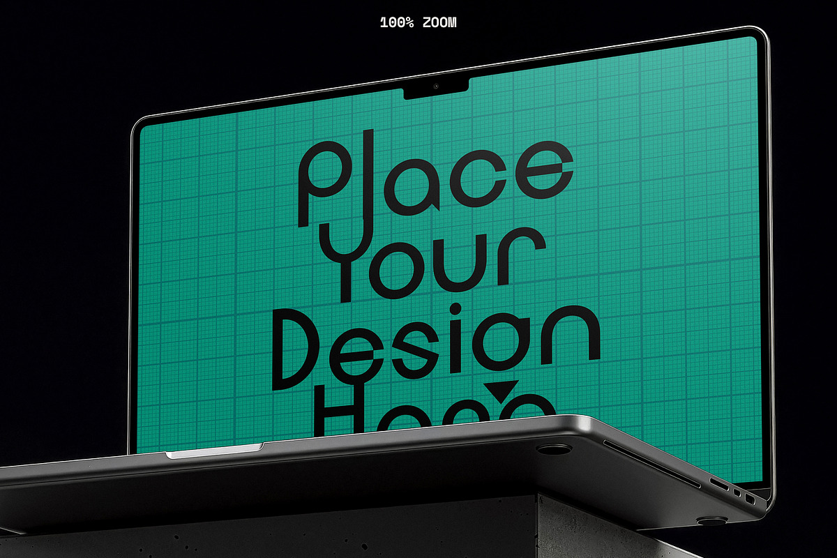 5 Laptop Mockups on Concrete Block, a Mac Mockup by smishura (Photo 3 of 11)
