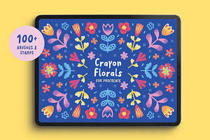Crayon Florals 113 Procreate Brushes