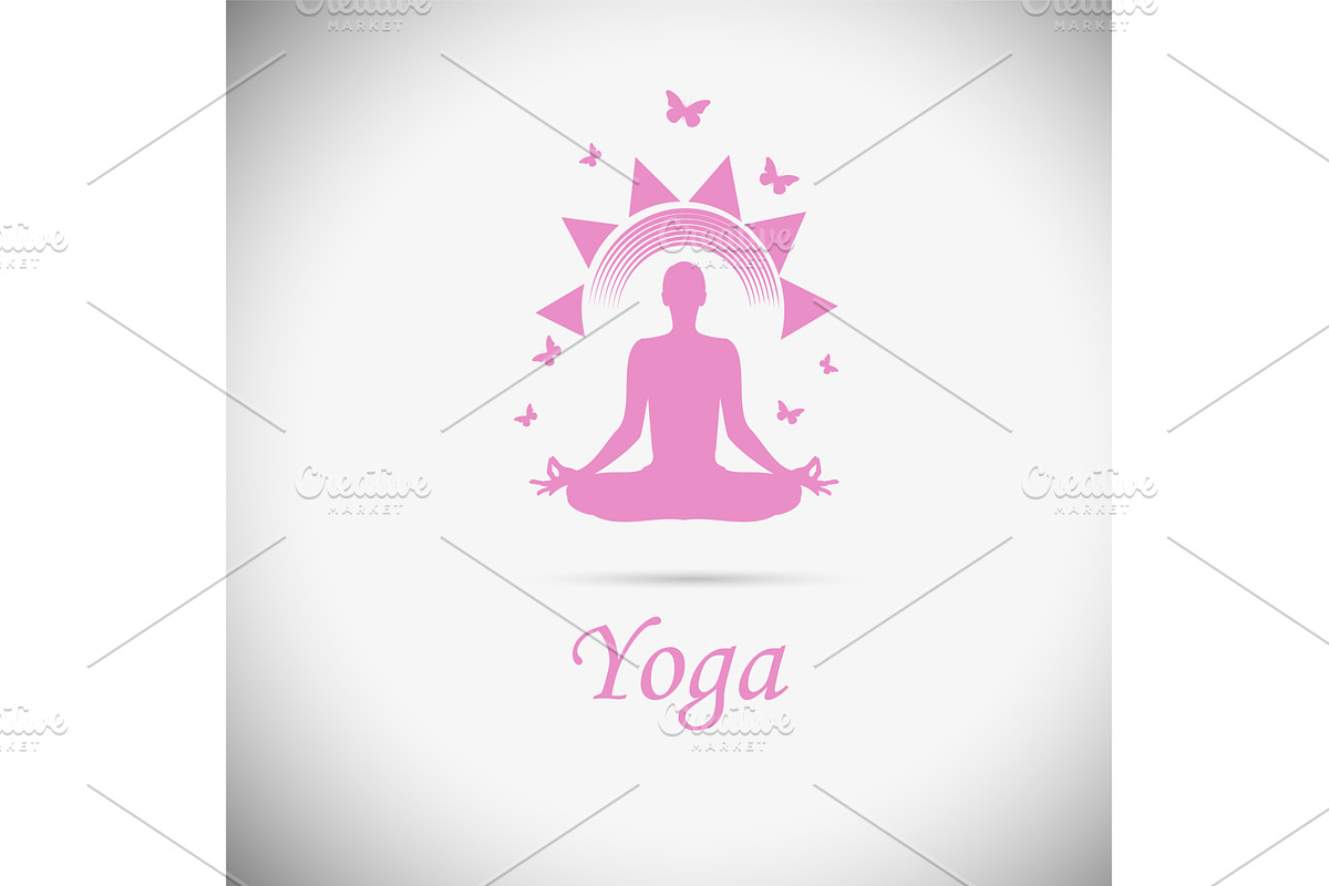 Logo pink yoga hand drawn. Not AI, a Healthcare Illustration by Nenahliadava Design