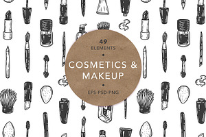 Cosmetics and makeup. Illustrations.