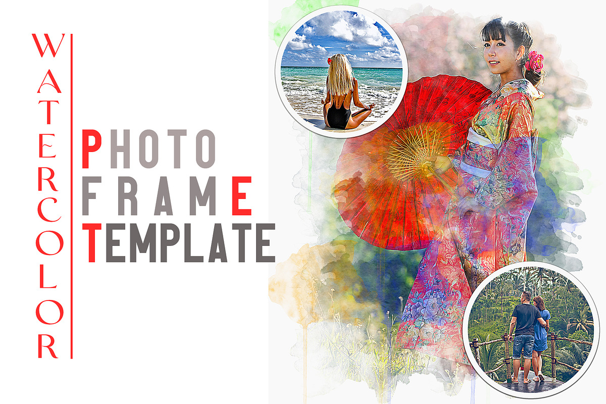 Watercolor Photo Frame Template, an Action Add-On by CraftingStudio (Photo 1 of 6)