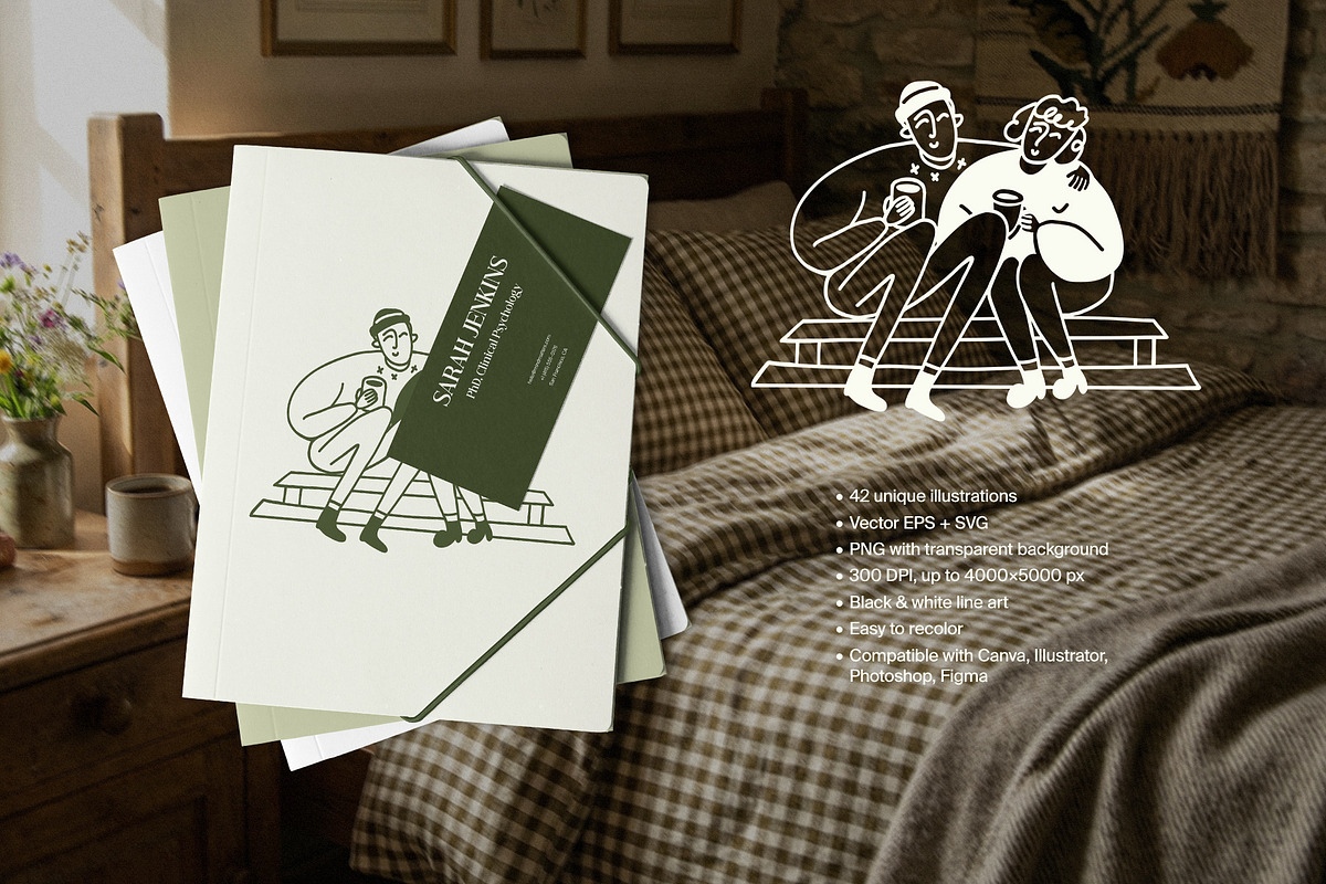 Slow Living People: Vector Line Art, a Person Illustration by divanovskaya_nv (Photo 9 of 12)