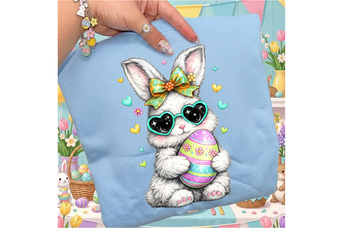 Retro Preppy Cute Easter Bunny Png, an Illustration by designcity5 (Photo 9 of 9)