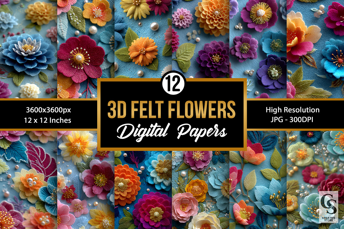 3D Colorful Beaded Felt Flower Paper, a Pattern Graphic by Creative Store (Photo 1 of 4)