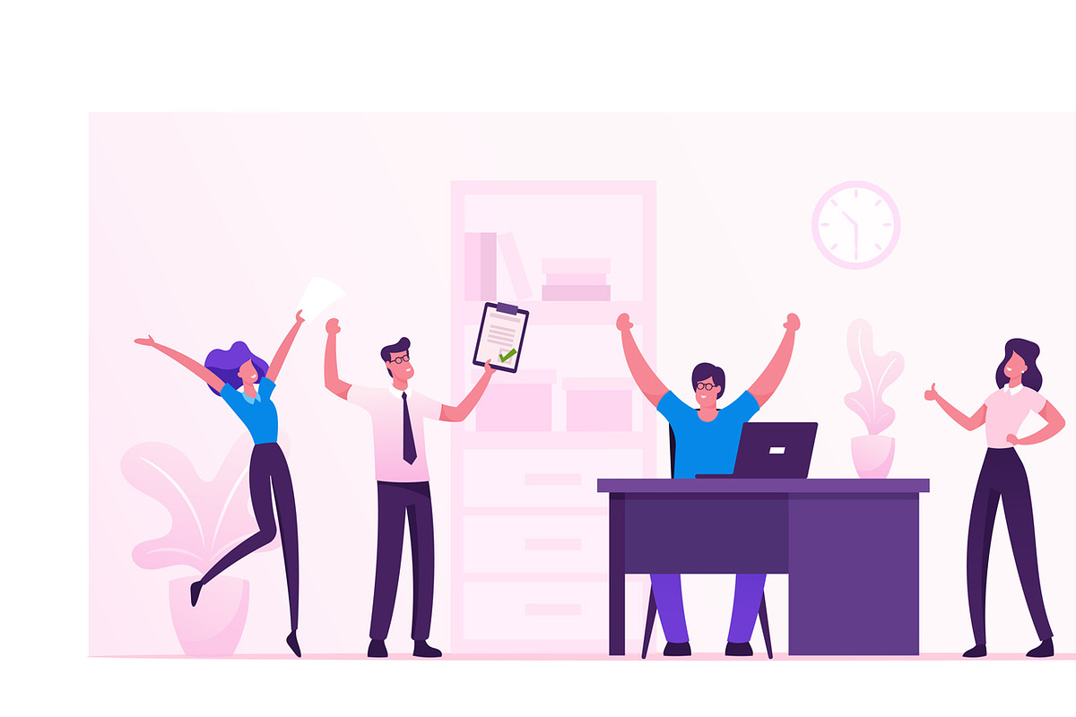 Businesspeople Celebrate Project, a Person Illustration by Double Bubble