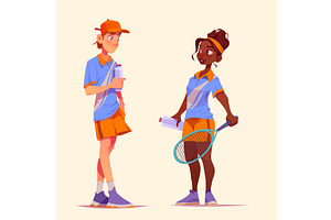 Happy tennis players set isolated on, a Sport Illustration by art PVP - market