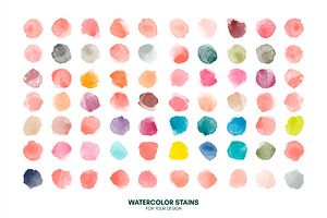 Huge Set Watercolor Vector Stains