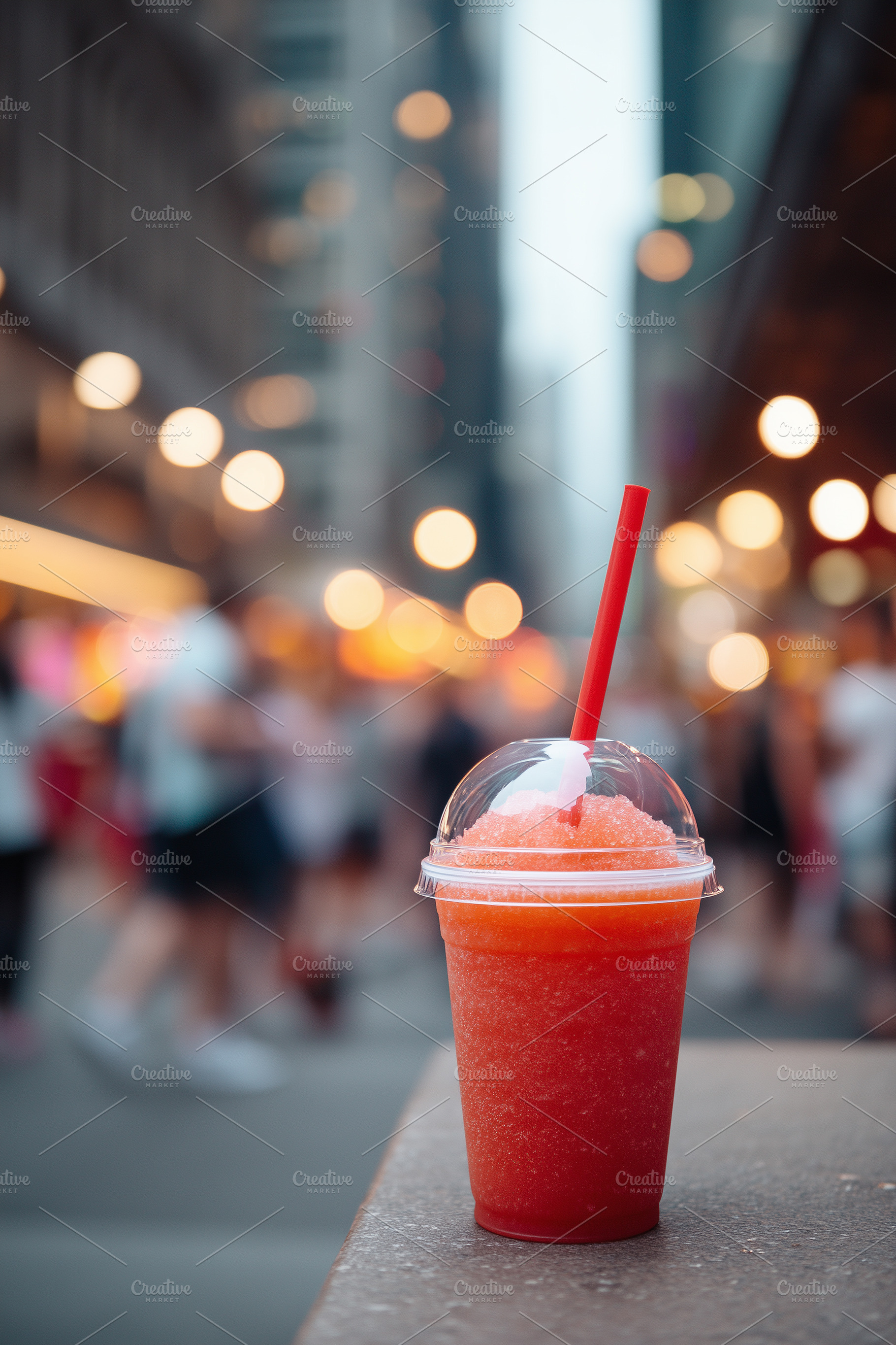 Refreshing red slush drink in cup, a Food & Drink Photo by MistyDay