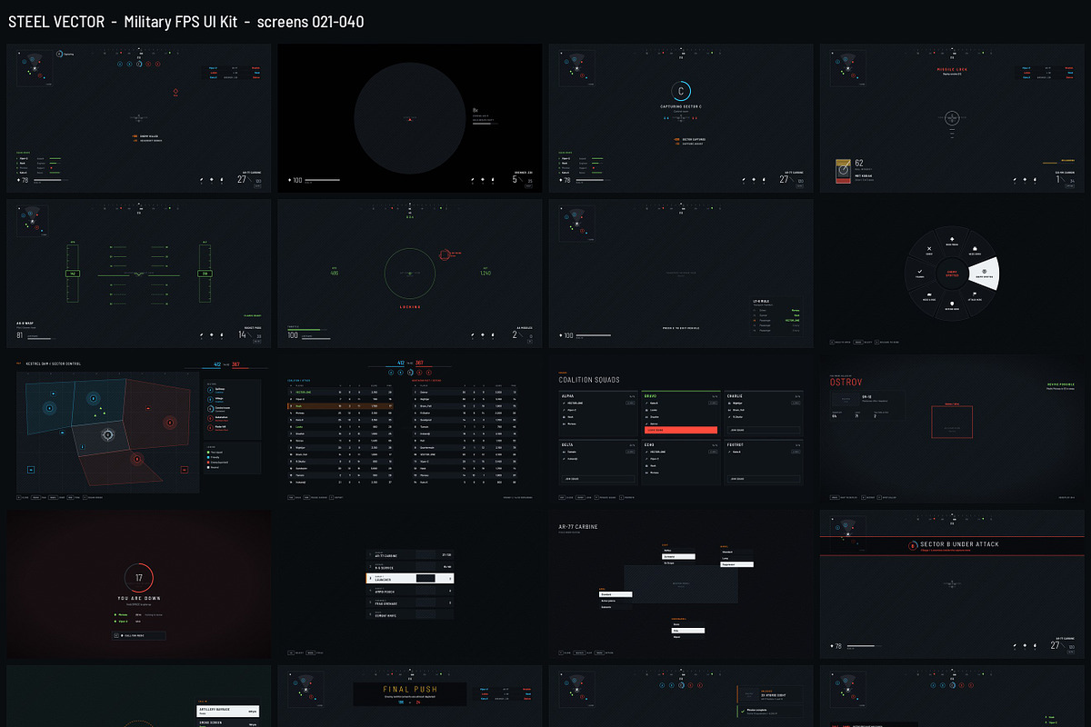 Military FPS Game 100 Screens, an UI Kit Template by pawellpi (Photo 15 of 116)