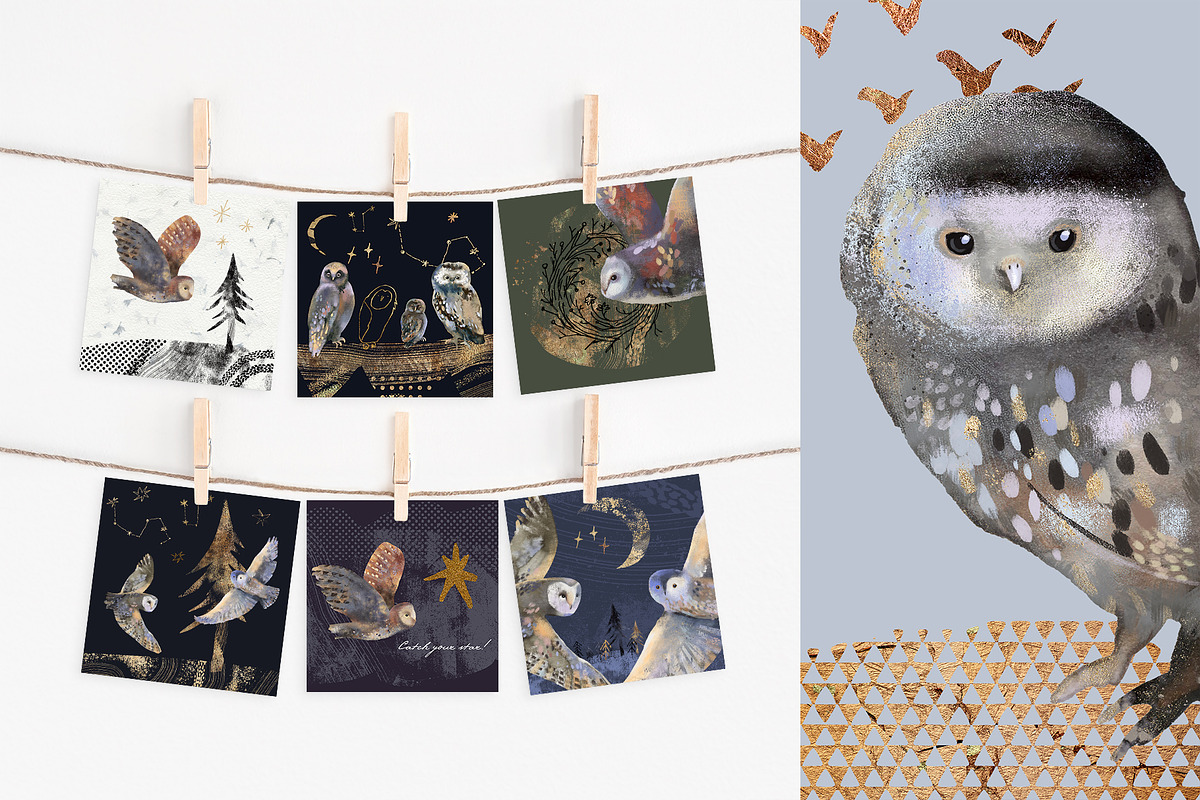 Magic owls: 280 elements for design, an Animal Illustration by Shusha Guna Art (Photo 13 of 23)
