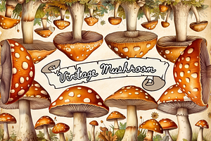 Vintage Mushroom Clipart