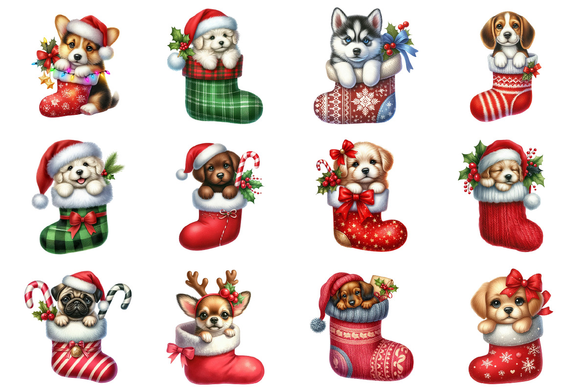 Christmas Puppy Stocking, an Illustration by Design Market (Photo 2 of 3)