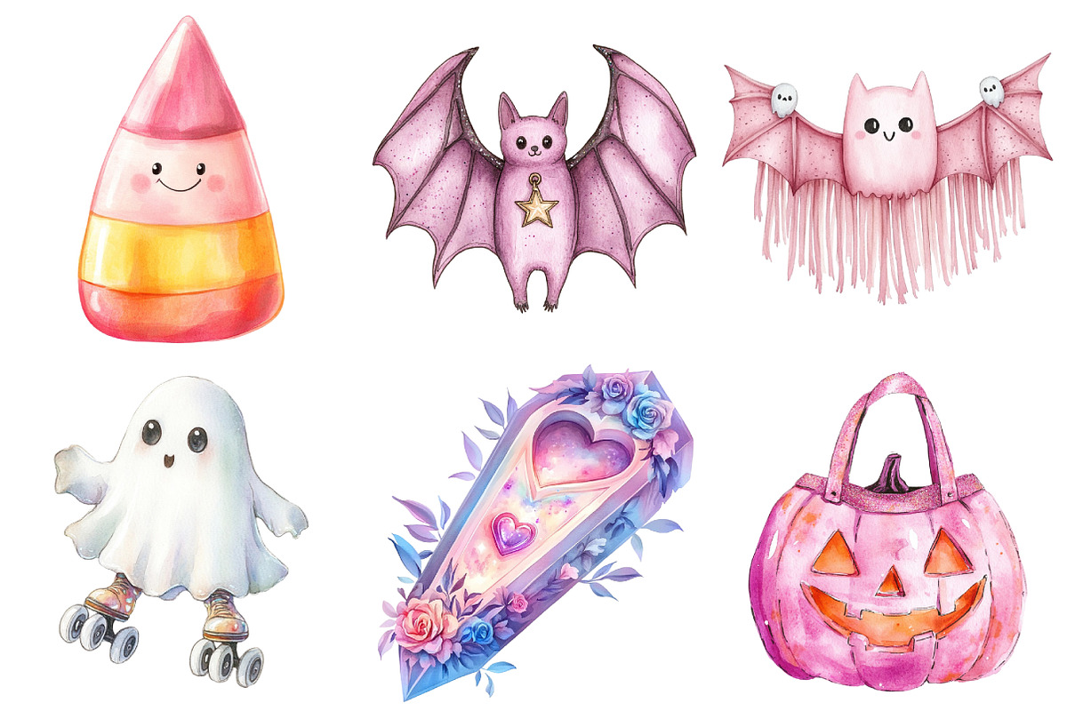 Pink Retro Halloween Clipart Bundle, an Illustration by Daily.Designs (Photo 5 of 5)