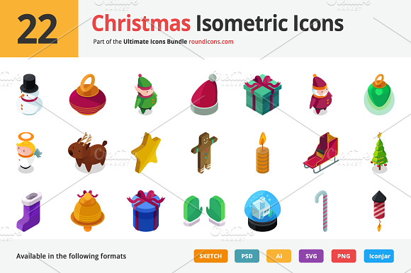 22 Christmas Isometric Icons