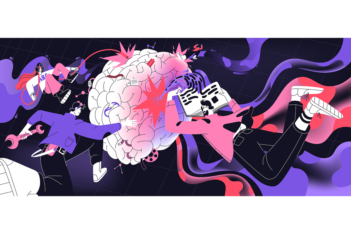 Brain work, mind and AI concept, a Person Illustration by PaperTrident (Photo 2 of 9)