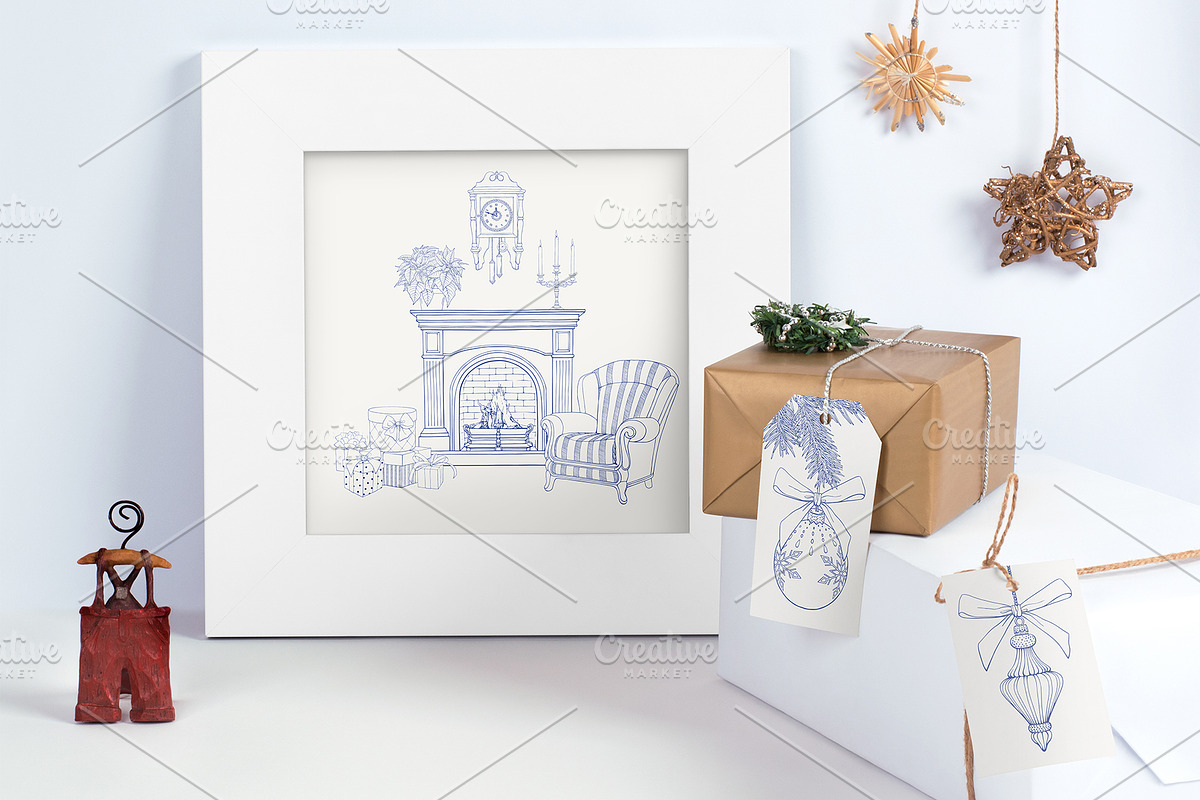 Christmas Hand drawn Vector set, an Object Illustration by ON_lineart_store (Photo 7 of 10)