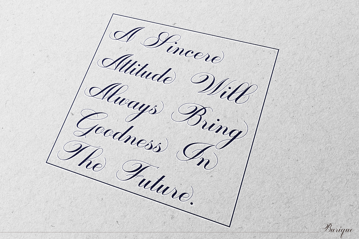 Burique - Romantic Italic, a Script Font by Sign Studio (Photo 9 of 10)