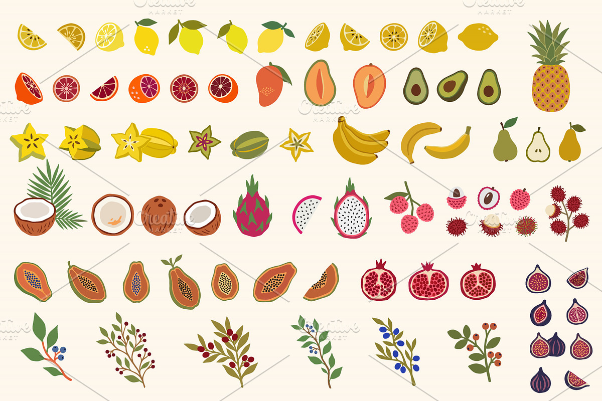 Modern Tropical Fruits Collection, an Object Graphic by IRSYART (Photo 2 of 13)