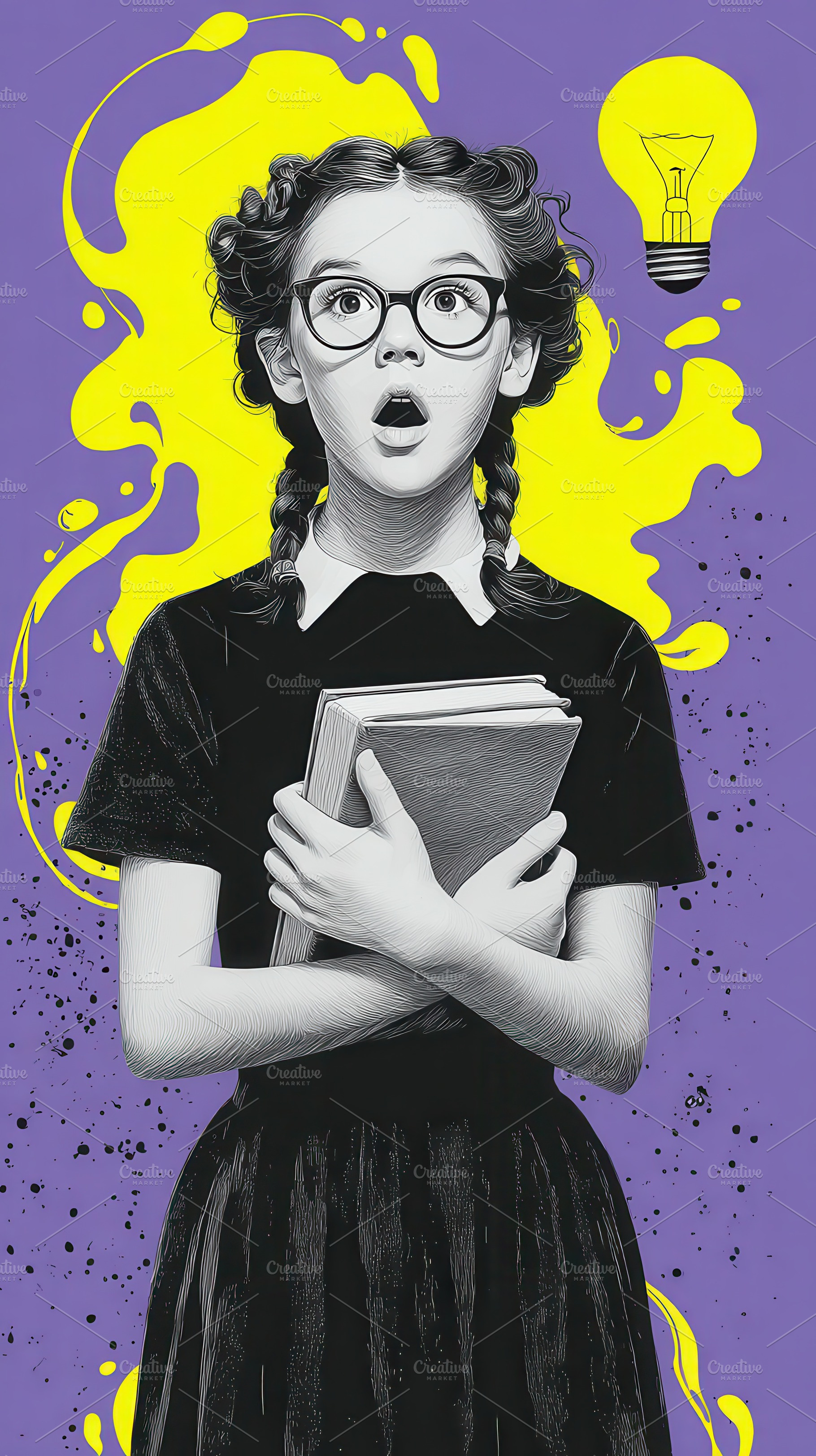 Girl with Books Surprised by Idea Ye, a Photo by Pixeness Studio
