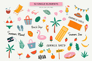 Summer Beach Clipart & Patterns Set, a Seasonal Illustration by Irina Ostapenko (Thumbnail 2 of 10)