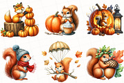Watercolor Autumn Squirrels Clipart, an Illustration by OK Design (Thumbnail 3 of 5)