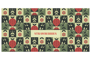 Strawberry-themed checkerboard, a Decorative Illustration by Creative Backgrounds