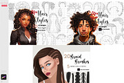 Procreate Afro Hairstle Curly Hair, a Brush Add-On by ArtPrintBabe (Thumbnail 2 of 12)