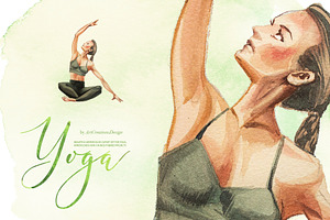 Watercolor Yoga Clipart Set