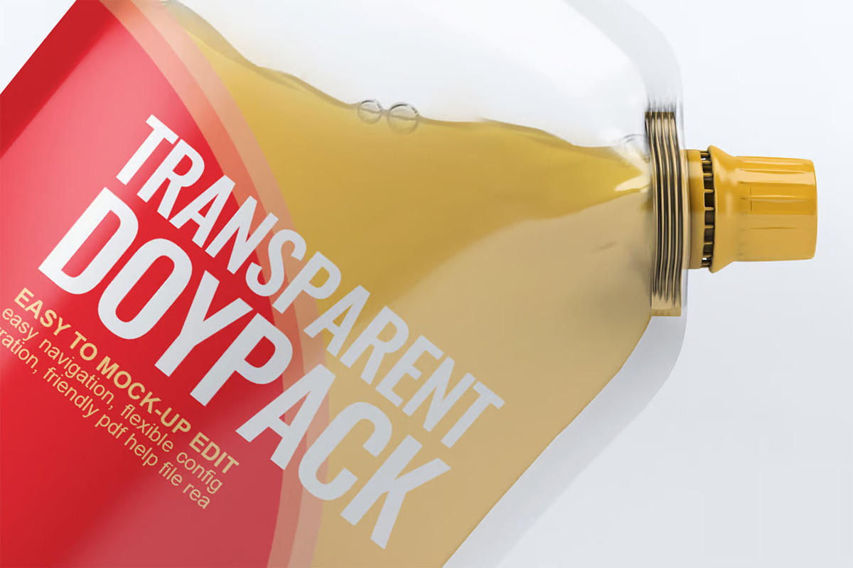 Transparent Doypack Package Mock-Up, a Packaging Mockup by DesignRushMarket (Photo 3 of 6)