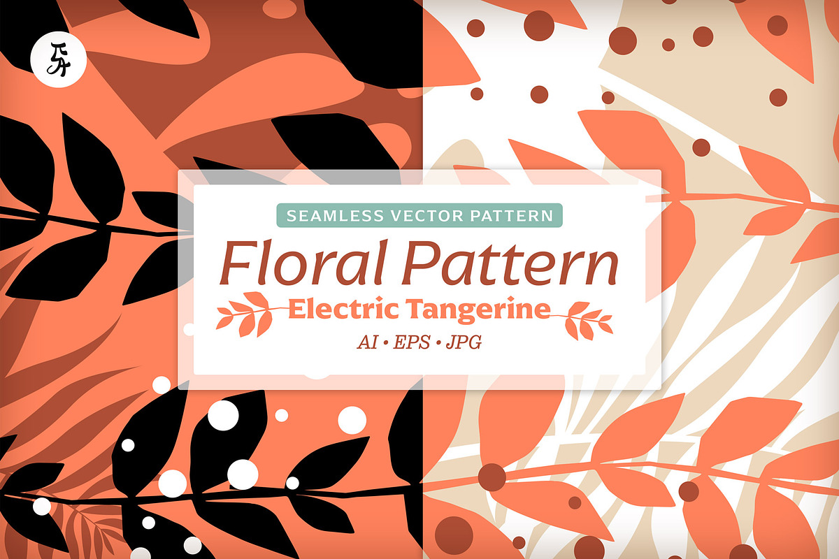 Floral Pattern Electric Tangerine, a Pattern Graphic by Pia Kolle (Photo 1 of 6)