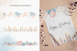 Happy Birthday Watercolor Clipart