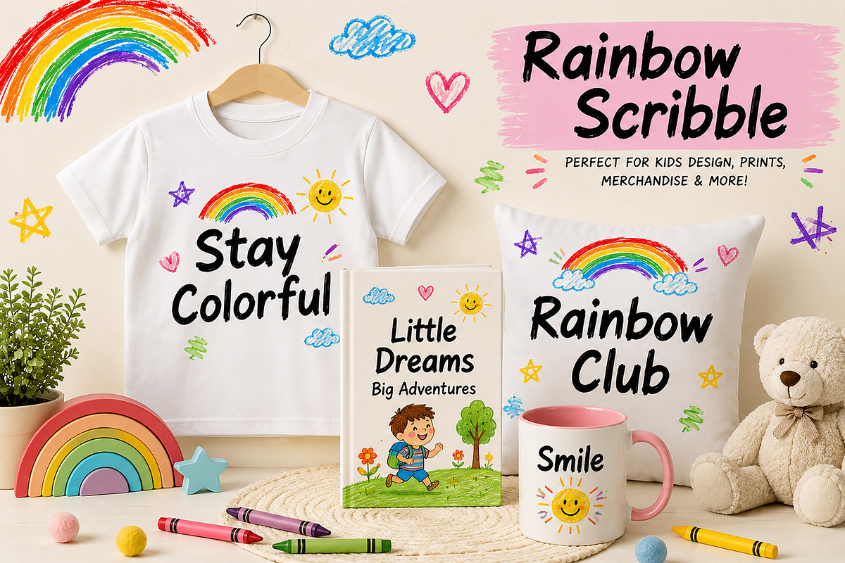 Rainbow Scribble, a Handwritten Font by Wow Magic (Photo 3 of 6)