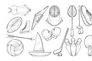 sports handdrawn collection, an Object Graphic by nikagraphic