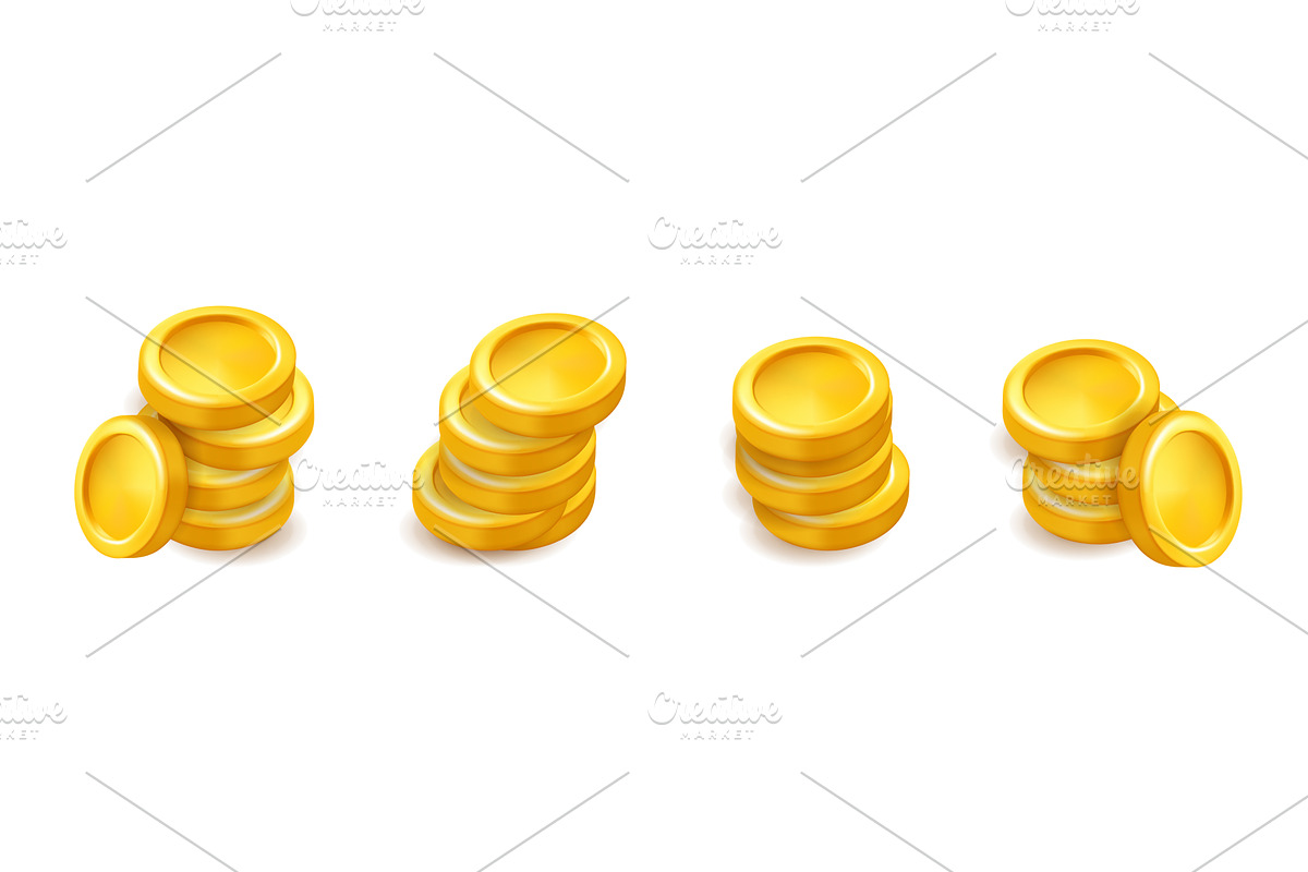 Stacks of shiny gold coins isolated, a Finance Illustration by GraphiShop