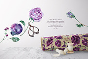 Purple Roses - Watercolour Clipart, a Decorative Illustration by Aquarellina (Thumbnail 5 of 14)