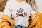 Watercolor Christmas Flamingo Clipar, an Illustration by SVGArt (Thumbnail 2 of 8)