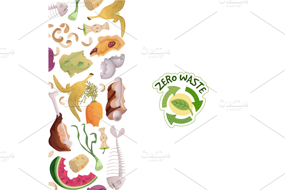 Waste food. garbage from products, a Food Illustration by Onyx