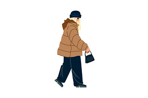Smiling blonde woman walking with, a Person Illustration by pikepicture