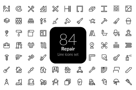 Repair line icons set