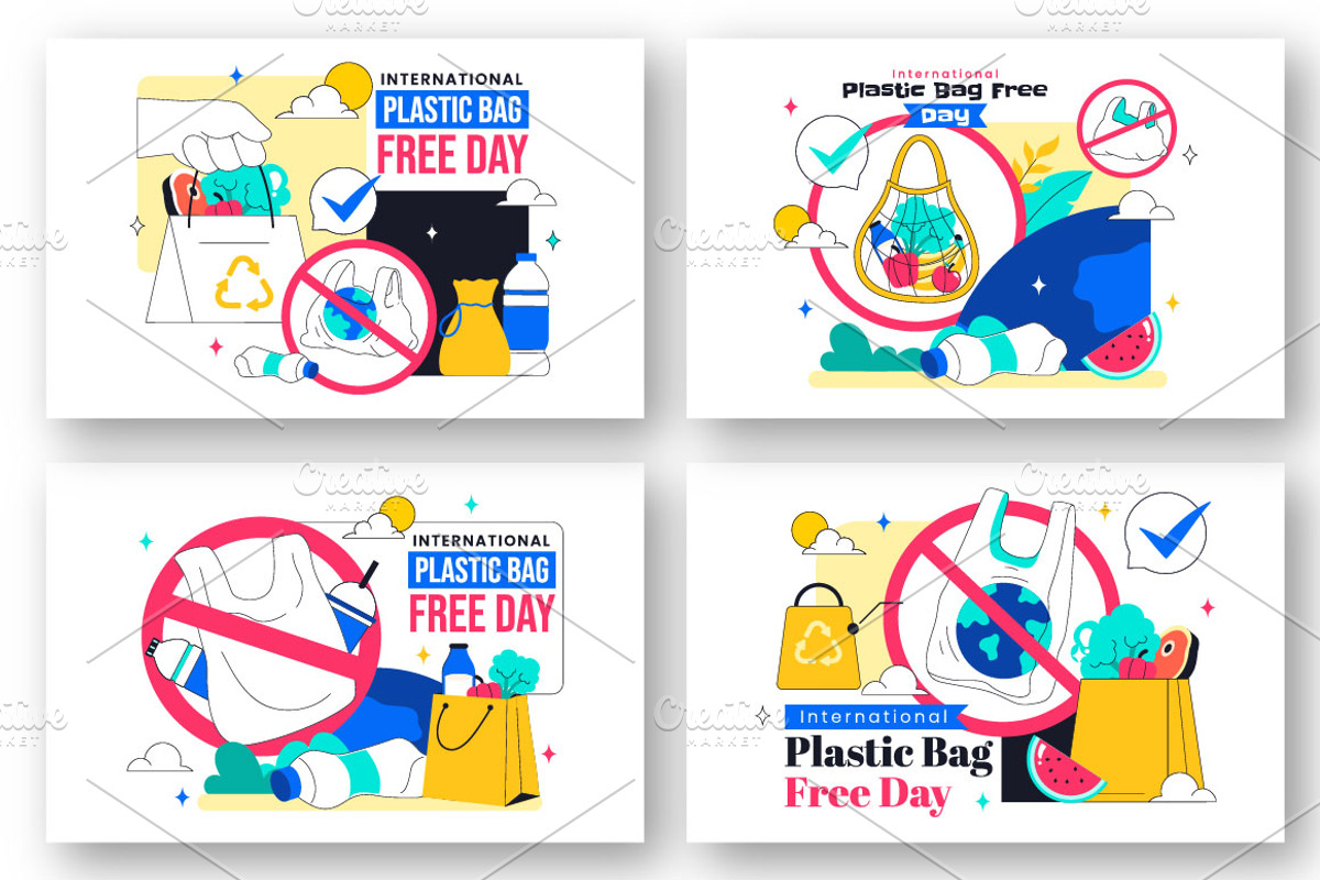 10 Plastic Bag Free Day Illustration, an Object Illustration by denayunebgt (Photo 2 of 4)