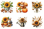 Sunflowers Autumn Clipart, an Illustration by DreamArtGraphic (Thumbnail 3 of 5)