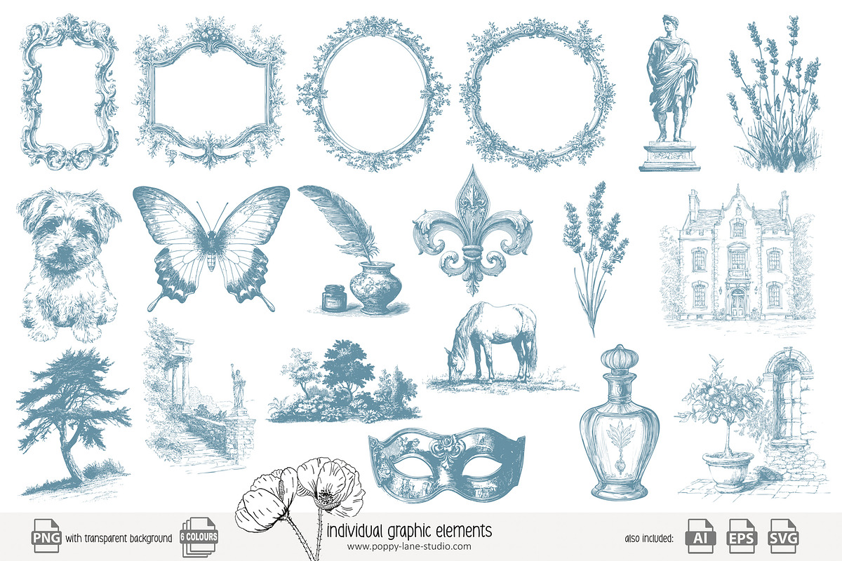 105 line art French Chateau clip art, a Seasonal Illustration by Poppy Lane Studio (Photo 5 of 13)