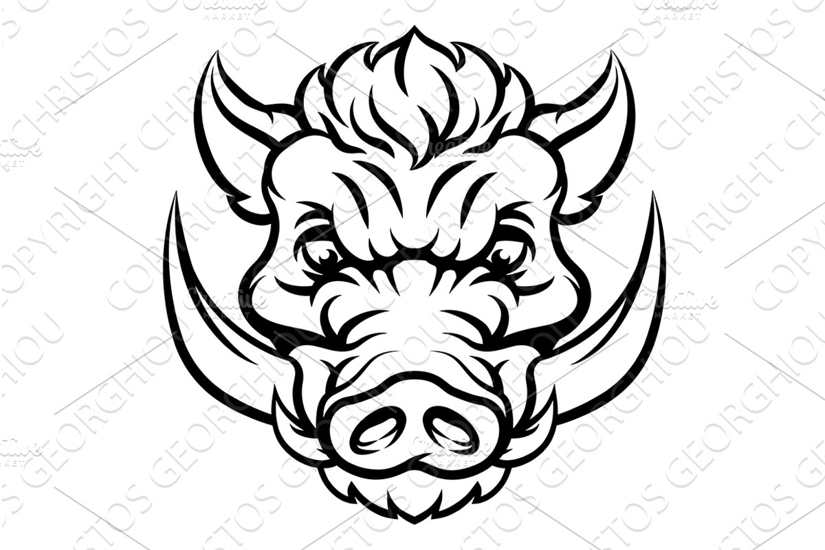 Boar Wild Hog Razorback Warthog, an Animal Illustration by Christos Georghiou
