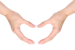 Two female palms folded in the shape of a heart, a Person Photo by ndanko