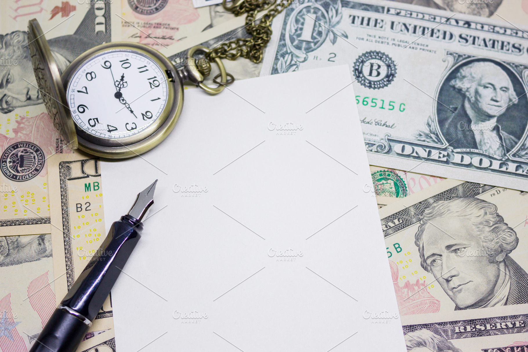 Fountain pen empty paper containing money, dollar, and business, a Business Photo by rakoptonLPN
