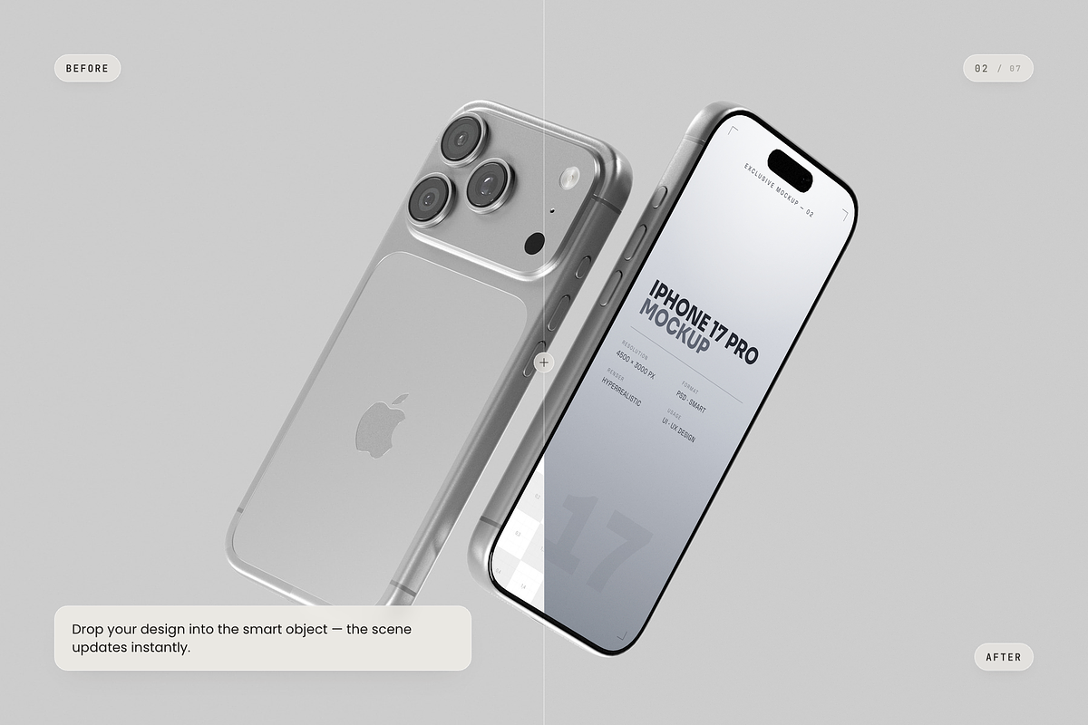 iPhone 17 Pro Mockup, an iPhone Mockup by Toasin Studio (Photo 2 of 7)