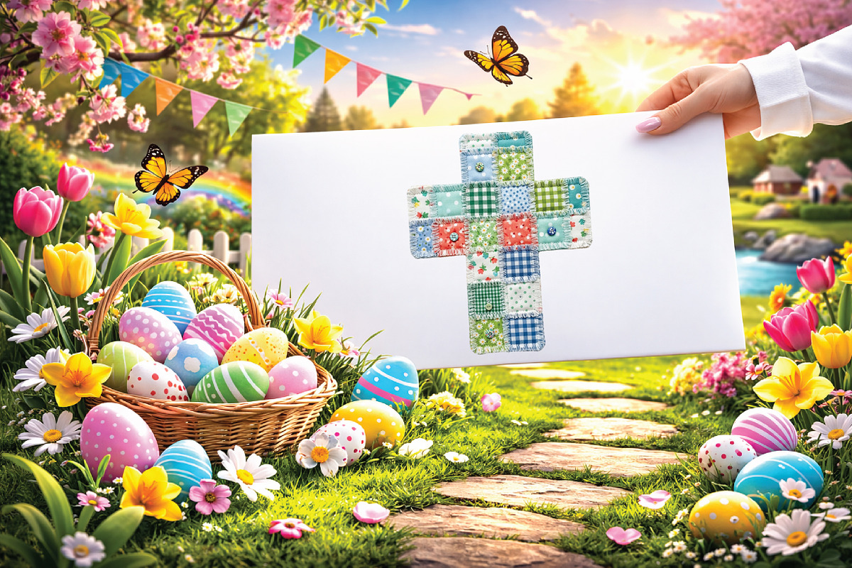 Patchwork Easter Cross PNG, an Illustration by Black Bird Studio (Photo 2 of 3)