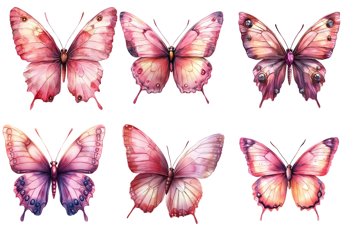 Pink Butterfly Clipart, an Illustration by DreamArtGraphic (Photo 4 of 5)