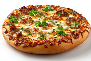 Delicious Cheese Pizza with Parsley, a Photo by Pixeness Studio
