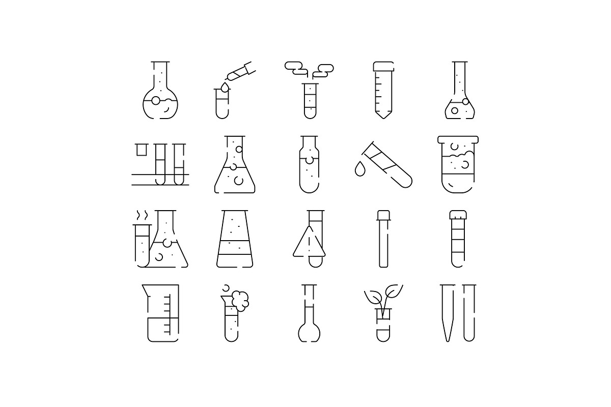 Laboratory glassware outline icons, an Object Graphic by pikepicture (Photo 1 of 3)